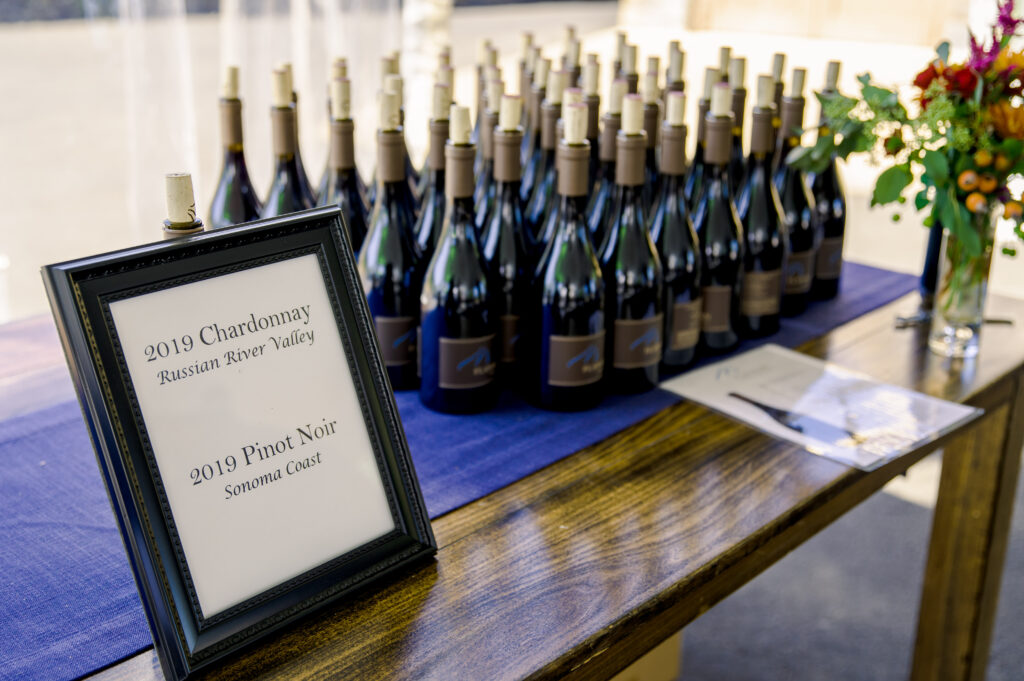 wine bottles displayed on table